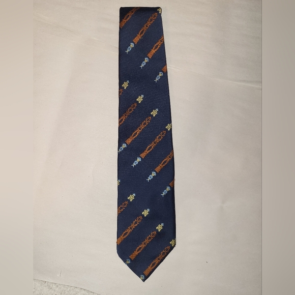 Wemlon By Wembley Castle Tie Navy Blue Brown - Picture 1 of 7